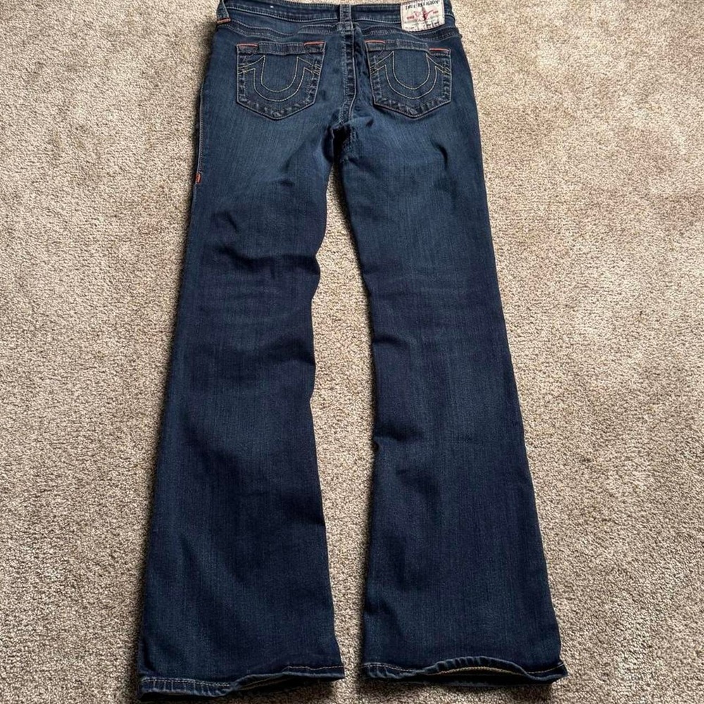 INDIGO BLUE TRUE RELIGION "MID RISE BOOTCUT" DENIM